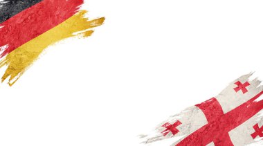 Beyaz Arkaplanda Almanya ve Gürcistan Bayrakları